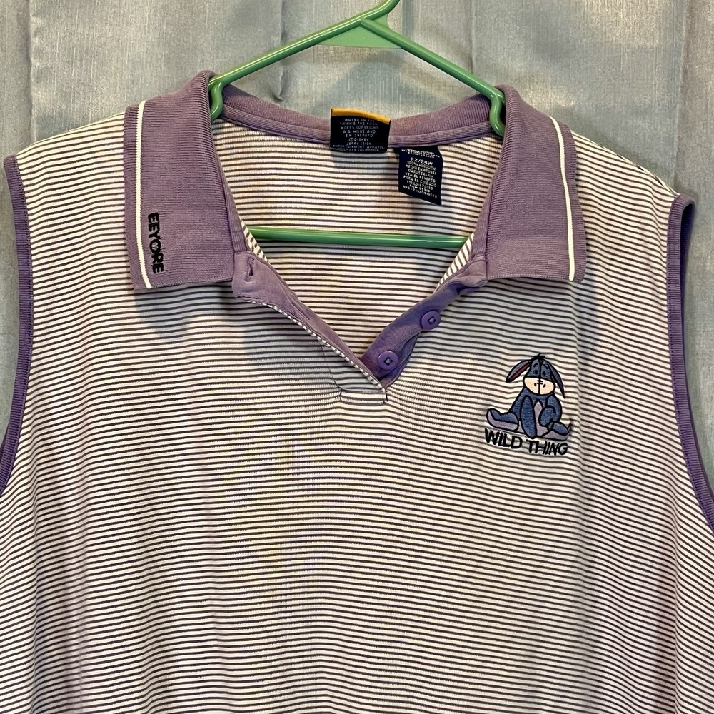 VTG Disney Pooh Womans Purple Striped Wild Thing EEYORE Plus 22/24W Tank Top GUC